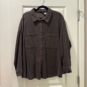 H&M Dark Gray Corderoy Button-Down Shirt